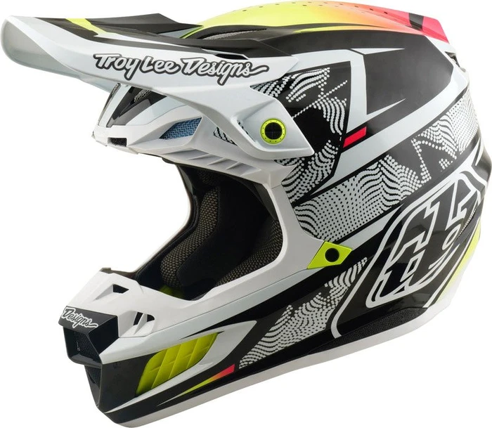 Troy Lee Designs SE5 Carbon Lined up matt weiß/schwarz/gelb/rosa