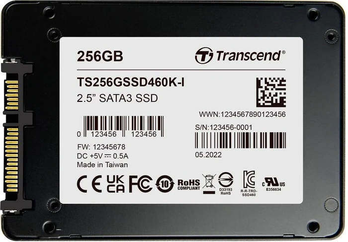 Transcend Industrial SSD460K-I 256GB, 2.5" / SATA 6Gb/s