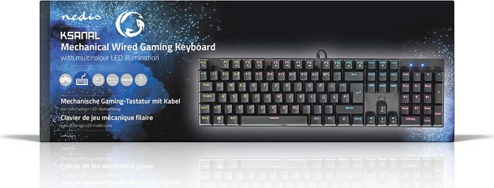 Nedis Wired Gaming Keyboard, schwarz, LEDs RGB, USB, DE