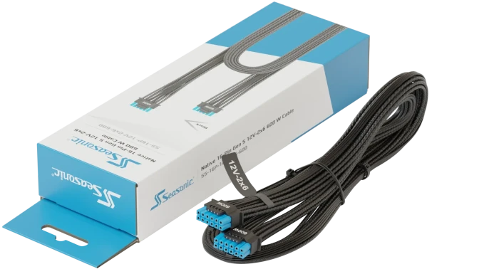 Seasonic 12V-2x6 Kabel, natives 12V-2x6 Kabel, 1x 16-Pin PCIe 5.1 Stecker auf 16-Pin PCIe 5.1 Stecker, schwarz, 70cm