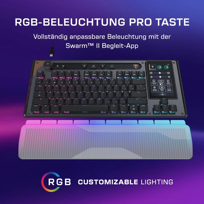 Turtle Beach Command Series KB7 TKL, schwarz, LEDs RGB, Low-Profile TITAN Hall-Effect, USB, DE