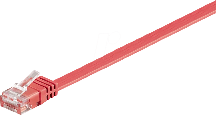 goobay Flach-Patchkabel, Cat6, U/UTP, RJ-45/RJ-45, 2m, rot