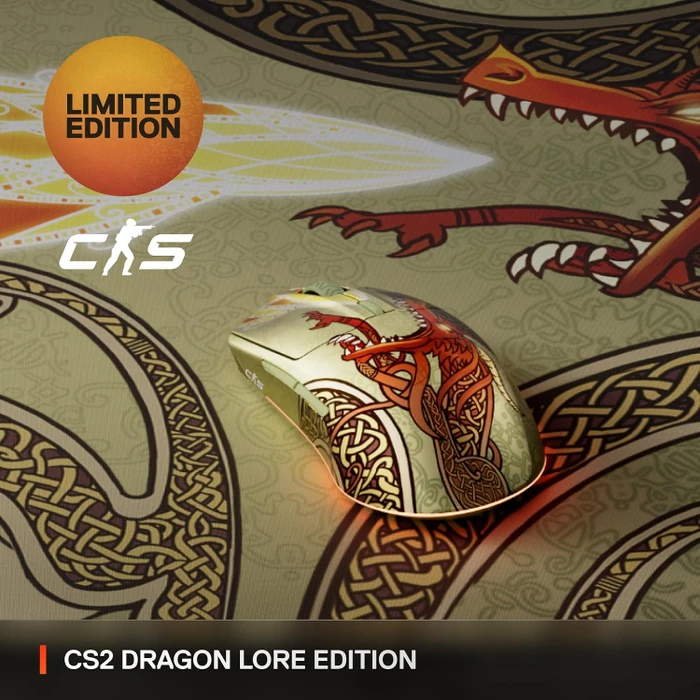 SteelSeries Wireless Gaming Mouse CS2 Dragon Lore Edition, gold, USB/Bluetooth