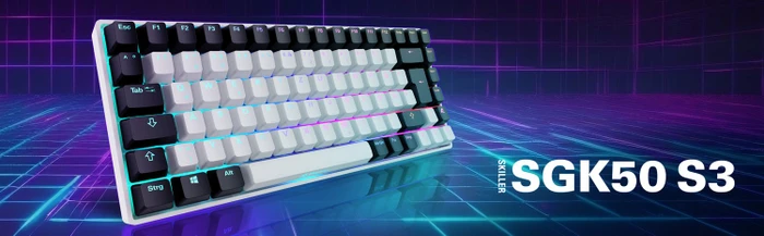 Sharkoon Skiller SGK50 S3 White, schwarz/weiß, LEDs RGB, hot-swap, Gateron RED, USB, DE