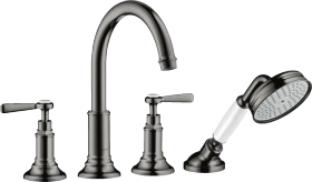 Hansgrohe Axor Montreux 4-Loch Fliesenrandarmatur mit Hebelgriffen polished black chrome