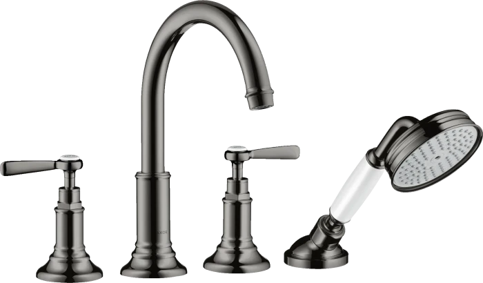 Hansgrohe Axor Montreux 4-Loch Fliesenrandarmatur mit Hebelgriffen polished black chrome