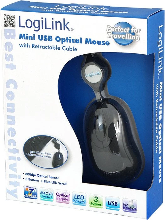 LogiLink Optical Retractable Mouse, USB