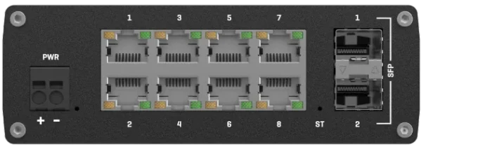 Teltonika TSW Industrial Railmount Gigabit Managed Switch, 8x RJ-45, 2x SFP