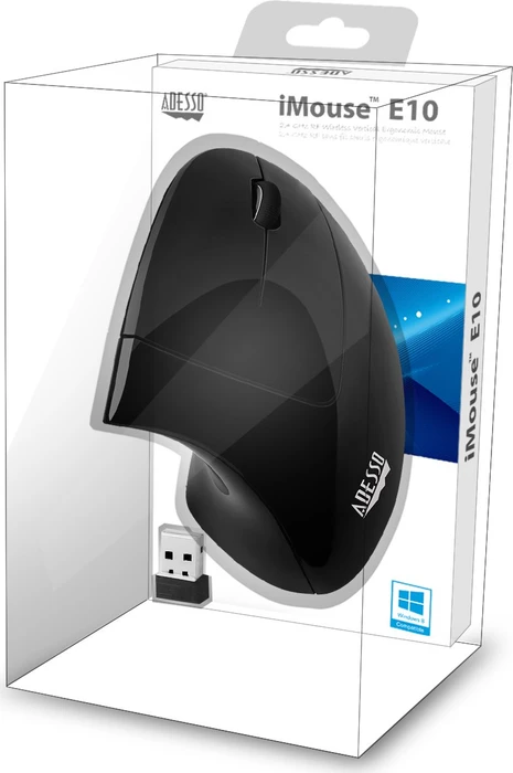 Adesso iMouse E10 Wireless Vertical Mini Mouse schwarz, USB