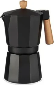 Origin Outdoors Bellanapoli 6 Tassen Espressokanne mit Holzgriff schwarz