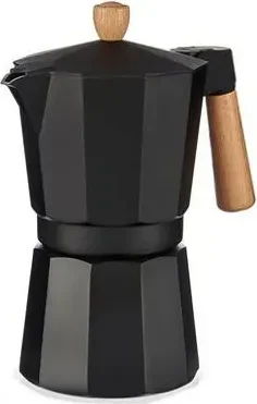 Origin Outdoors Bellanapoli 6 Tassen Espressokanne mit Holzgriff schwarz