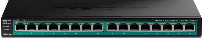 TRENDnet TPE-TG Rackmount Gigabit Switch, 16x RJ-45, 120W PoE+