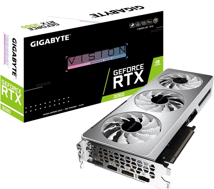 GIGABYTE GeForce RTX 3060 Vision OC 12G (Rev. 2.0) (LHR), 12GB GDDR6, 2x HDMI, 2x DP