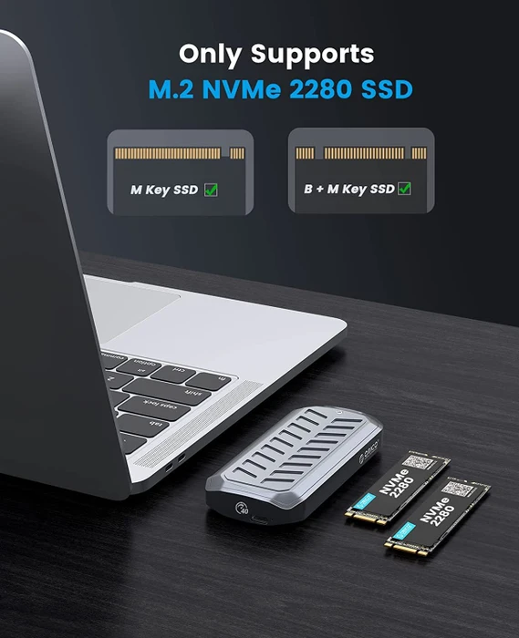 Orico M.2 SSD Enclosure, grau, USB4