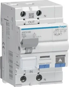 Hager Fehlerlichtbogen-Schutzeinrichtung AFDD mit FI-LS 1P+N 10kA B-10A 30mA Typ A 3M