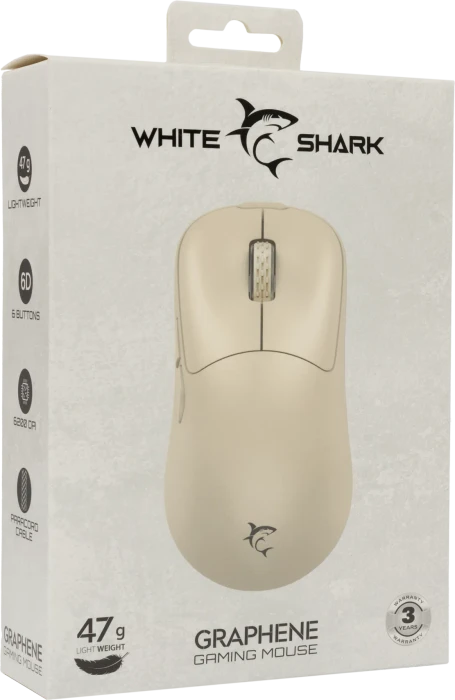 White Shark Graphene Gaming Mouse, beige, USB