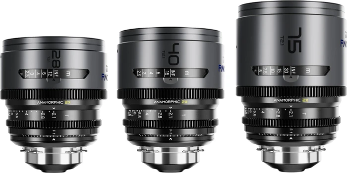 DZOFilm Pavo 2x Anamorphic 28/40/75mm Blue Flare imperial 3-Lens Set für PL