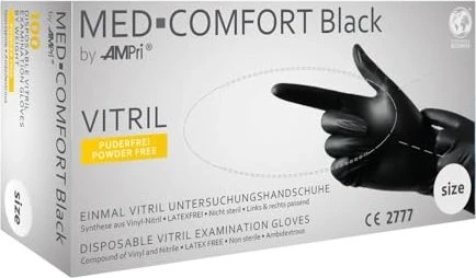 Ampri Med Comfort Vitril Classic Einweghandschuhe L schwarz, 100 Stück