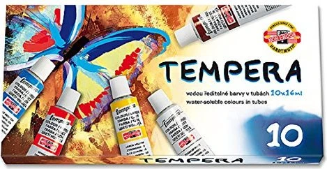 Koh-I-Noor Tempera Deckfarbe Farbkasten, 10 Farben, 16ml