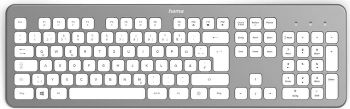 Hama KW-700 Wireless Slim-Design Tastatur, silber/weiß, USB, DE