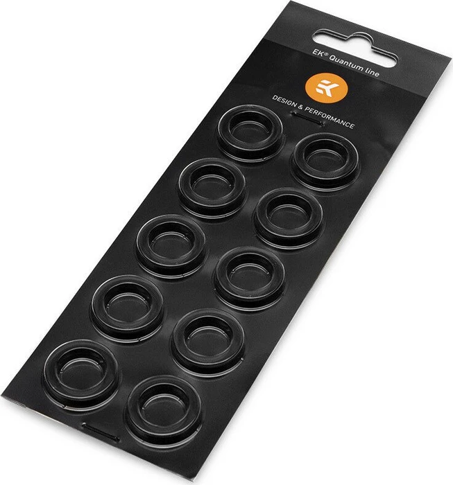 EK Water Blocks Quantum Line EK-Quantum Torque STC-12/16 Color Rings Pack, Schlauchanschluss Dekorationsring, schwarz, 10er-Pack