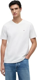 Tommy Hilfiger V-Neck Flag-Stickerei T-Shirt kurzarm weiß (Herren)