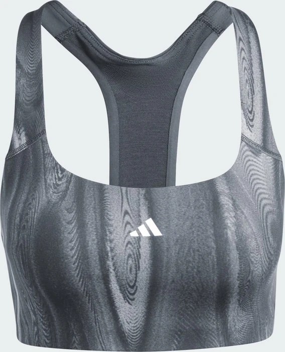 adidas Powerimpact Training Medium-Support 3-Streifen Sport-BH glory grey/carbon/black (Damen)
