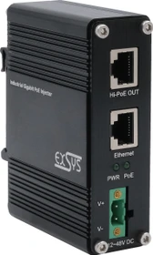 Exsys Industrial Railmount Gigabit PoE-Injektor, 2x RJ-45, 60W LTPoE++ (EX-60310)