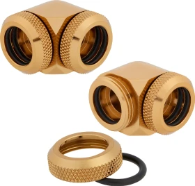 Corsair Hydro X Series XF Hardline, OD Fitting 90° 14mm, gold, 2er-Pack