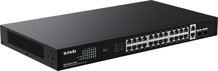Tenda TEG1100 Rackmount Gigabit Switch, 26x RJ-45, 2x SFP, 370W PoE+