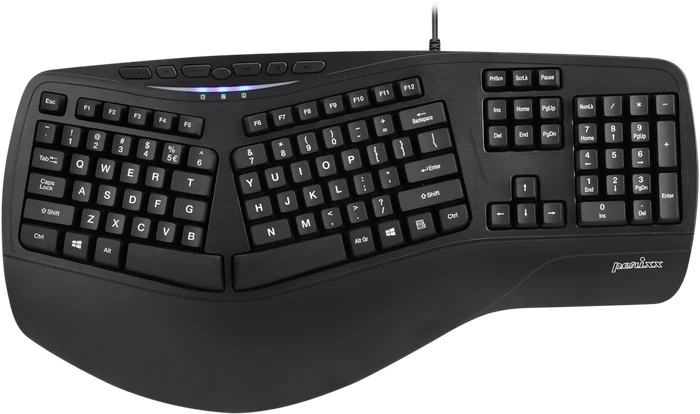 Perixx Periboard-312 Ergonomische Tastatur mit Hintergrundbeleuchtung, schwarz, USB, US