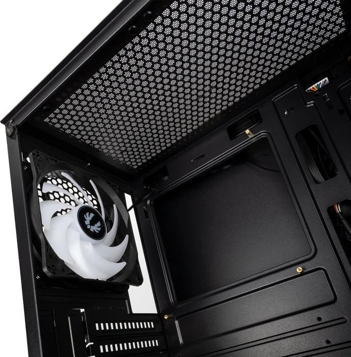 BitFenix Nova Mesh SE TG 4ARGB, schwarz, inkl. 4x Lüfter, Lüfter LED RGB, Glasfenster