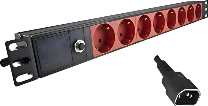 Dinic 19" Rackmount Aluminium Steckdosenleiste, 1HE, 8-fach, 1.8m