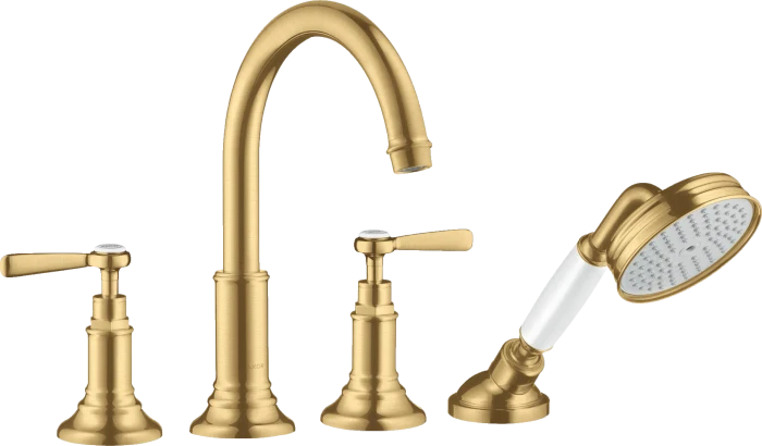 Hansgrohe Axor Montreux 4-Loch Fliesenrandarmatur mit Hebelgriffen brushed goldoptik