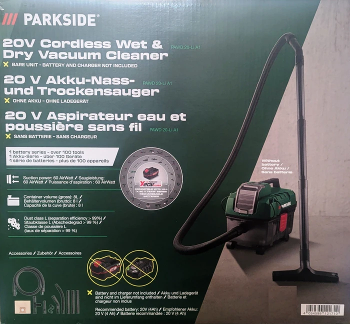 Parkside PAWD 20-Li A1 Akku-Nass-/Trockensauger solo