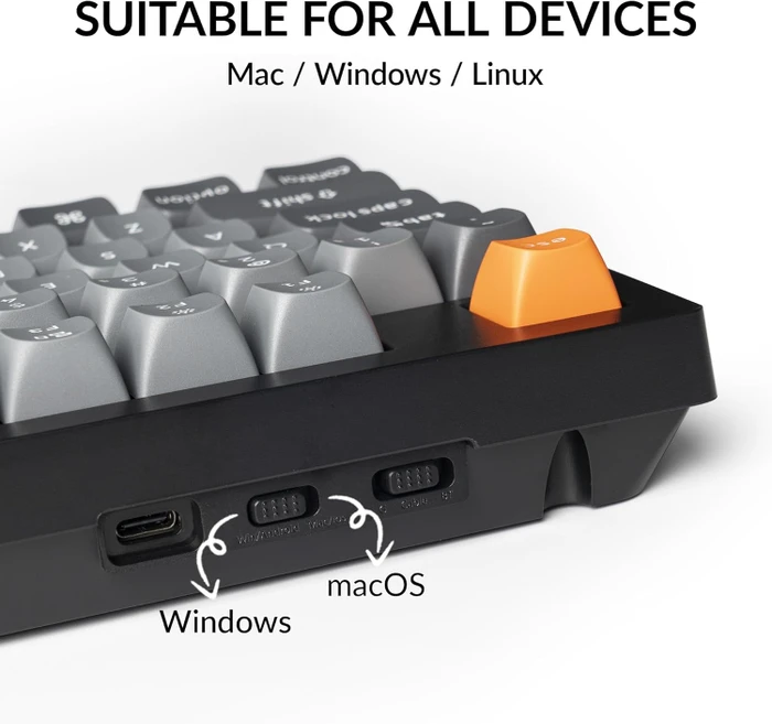 Keychron K10 Max, schwarz/grau, LEDs RGB, Keychron Super RED, USB/Bluetooth, UK