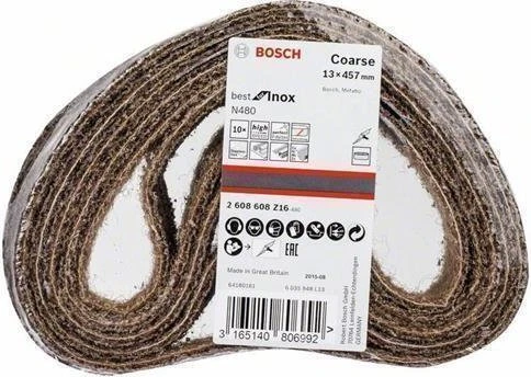 Bosch Professional N480 Best for Inox Schleifband grob, 13x457mm, 10 Stück