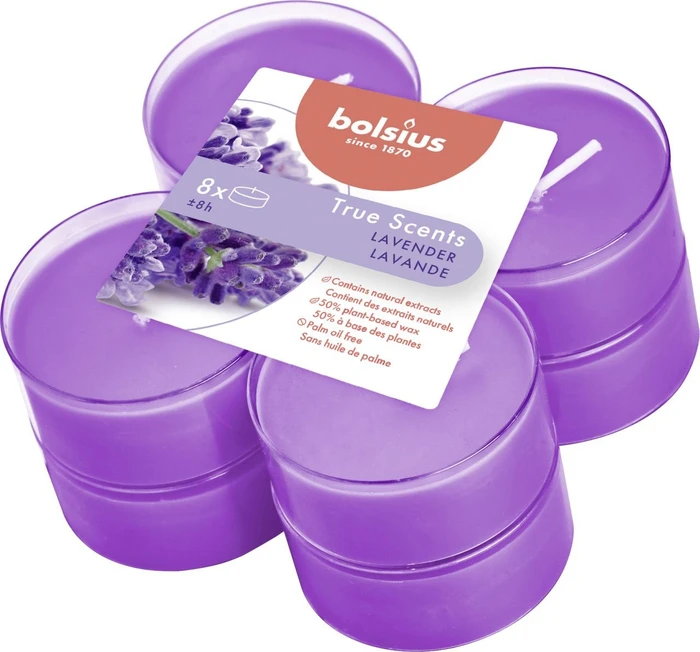 Bolsius Aromatic Tealights Maxi French Lavender Duftkerze, 6 Stück