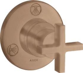 Hansgrohe Axor Citterio Ab- und Umstellventil Trio/ Quattro Unterputz mit Kreuzgriff brushed red gold