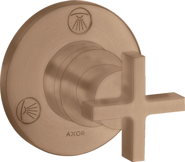 Hansgrohe Axor Citterio Ab- und Umstellventil Trio/ Quattro Unterputz mit Kreuzgriff brushed red gold