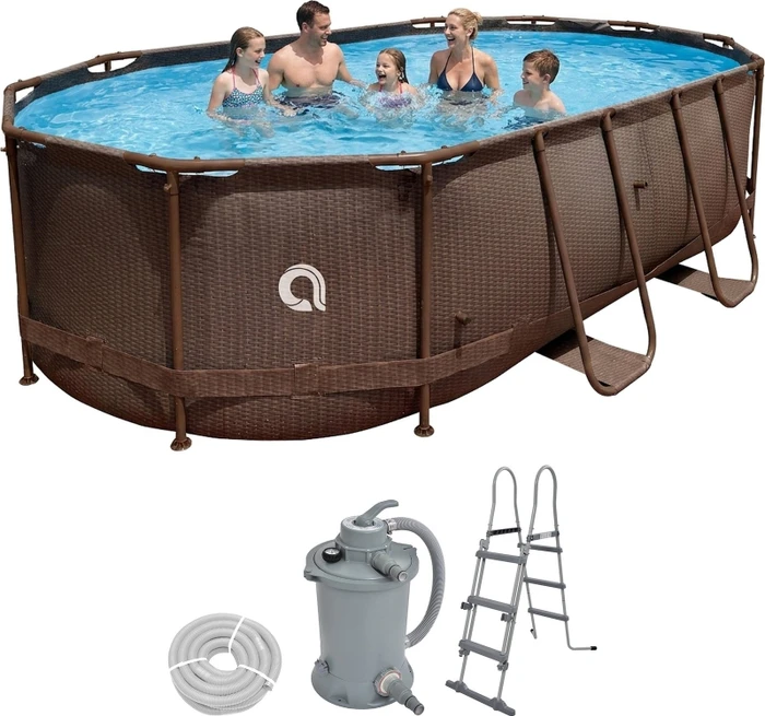 Avenli Rattan Frame Pool Set oval 427x275x100cm