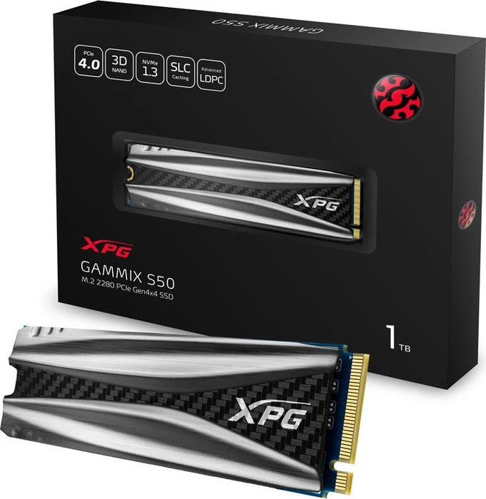 ADATA XPG Gammix S50 1TB, M.2 2280 / M-Key / PCIe 4.0 x4, Kühlkörper
