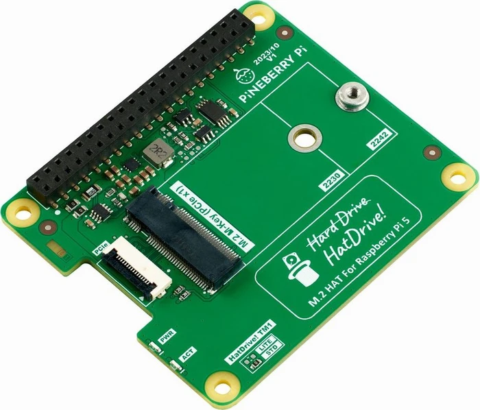 Pineberry Pi HatDrive! Top, M.2 M-Key 2230/2242 NVMe Slot für Raspberry Pi 5