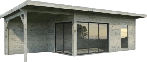 Palmako Andrea 17.1m²+7.9m² Slide Gartenhaus grau tauchgrundiert