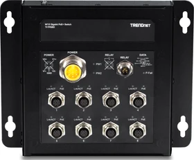 TRENDnet TI Hardened Railway Industrial Wallmount Gigabit Switch, 8x M12, 200W PoE+ (TI-TPG80)