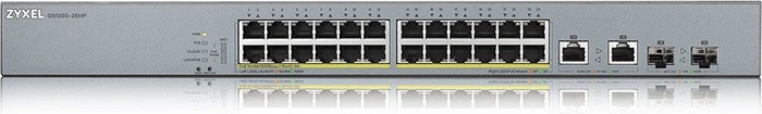 Zyxel GS1350 Rackmount Gigabit Smart Switch, 24x RJ-45, 2x RJ-45/SFP, 375W PoE+