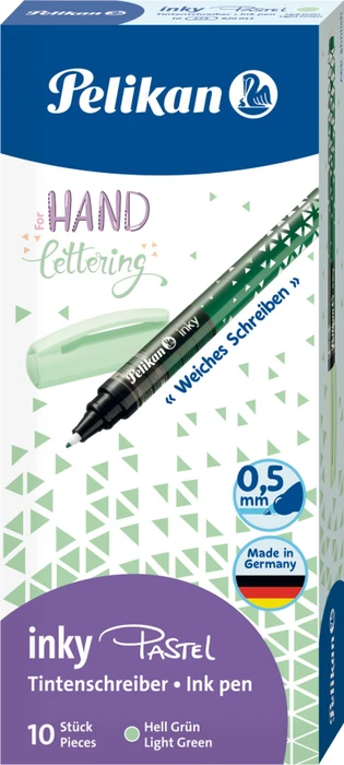 Pelikan inky Pastell Tintenroller (Mine) hellgrün, Rechtshänder, Faltschachtel