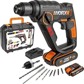 Worx H3 20V PowerShare Akku-Bohrhammer inkl. Koffer + 2 Akkus 2.0Ah