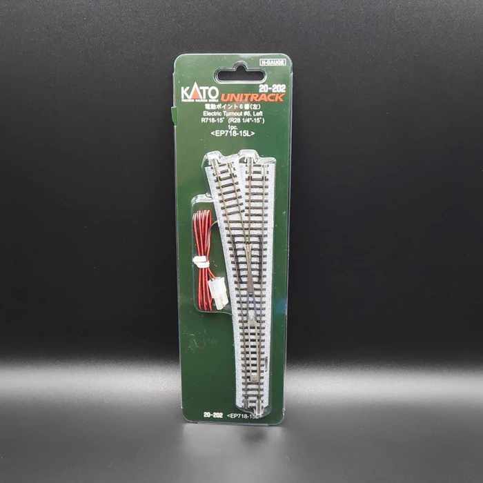Kato - Spur N Gleis - Elektrische Weiche links R718mm 15°
