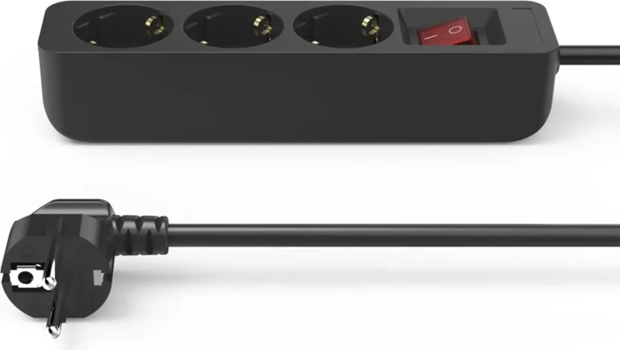 Hama Steckdosenleiste mit Schalter, 3-fach, 1.4m, schwarz